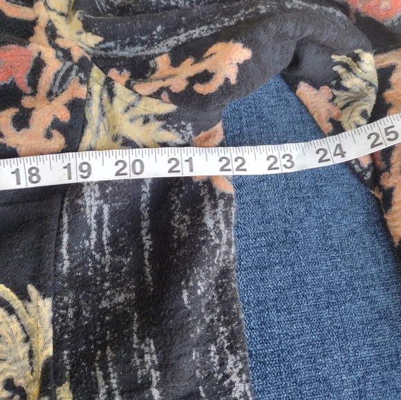 Citron Santa Monica Jacket Womens Large Floral Asian Button Front Black Artsy - Picture 7 of 8